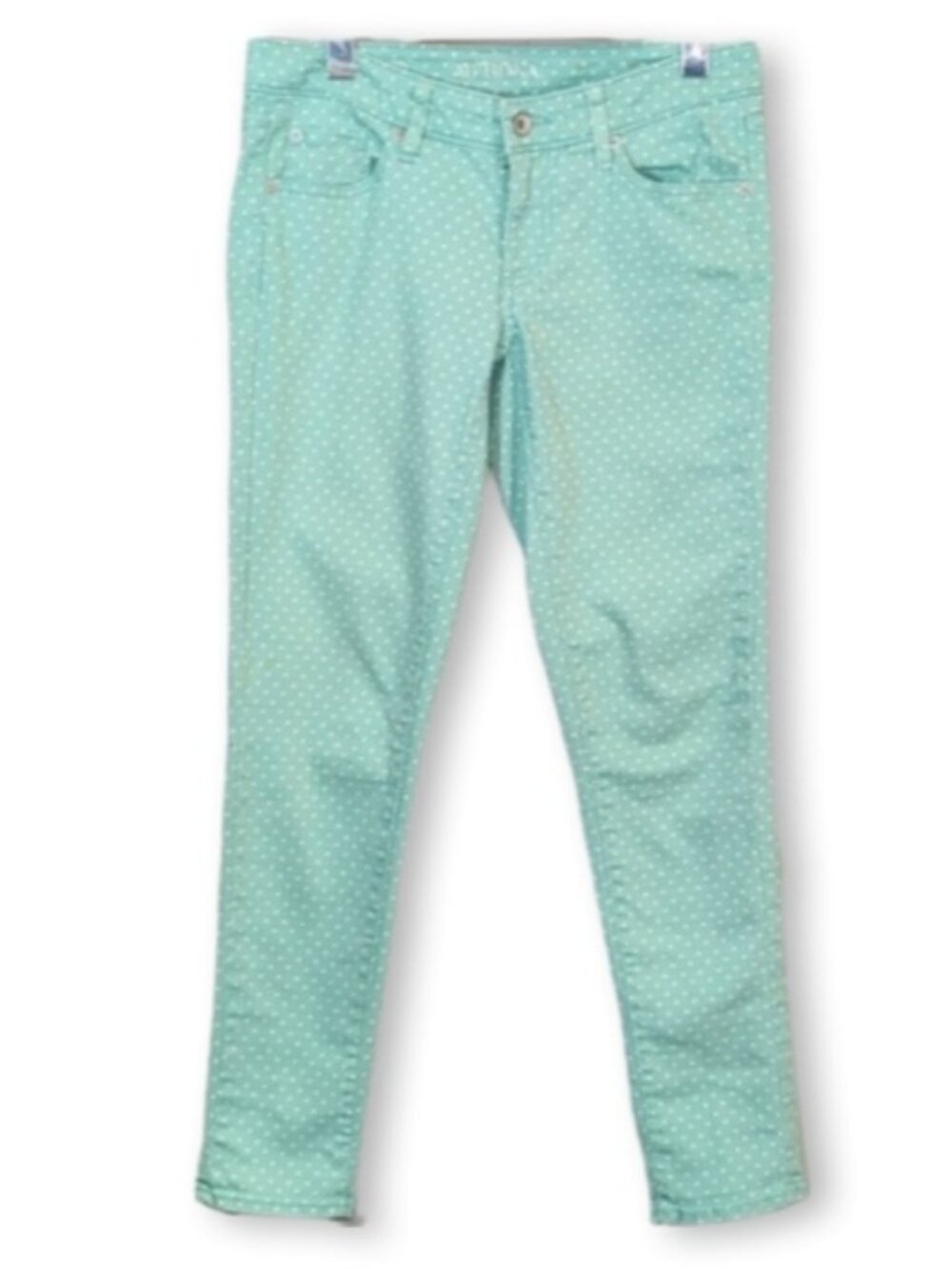 Arizona Jean Company Mint Polka Dot Skinny Jeans Womens Size 4 Ankle Length